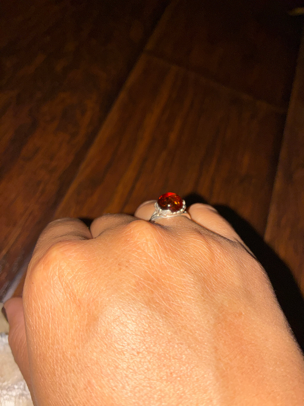 925 adjustable amber ring